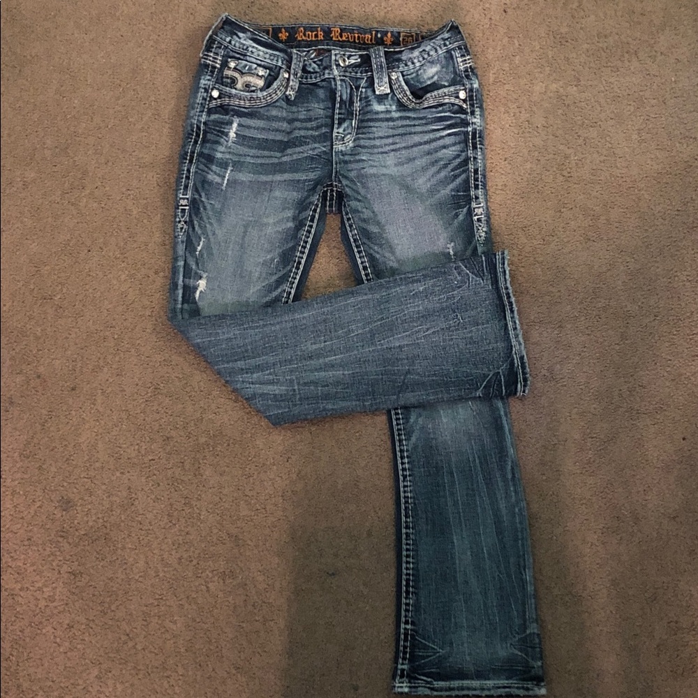 Rock Revival Women’s Boot Cut Jeans in Faded Blue Wash